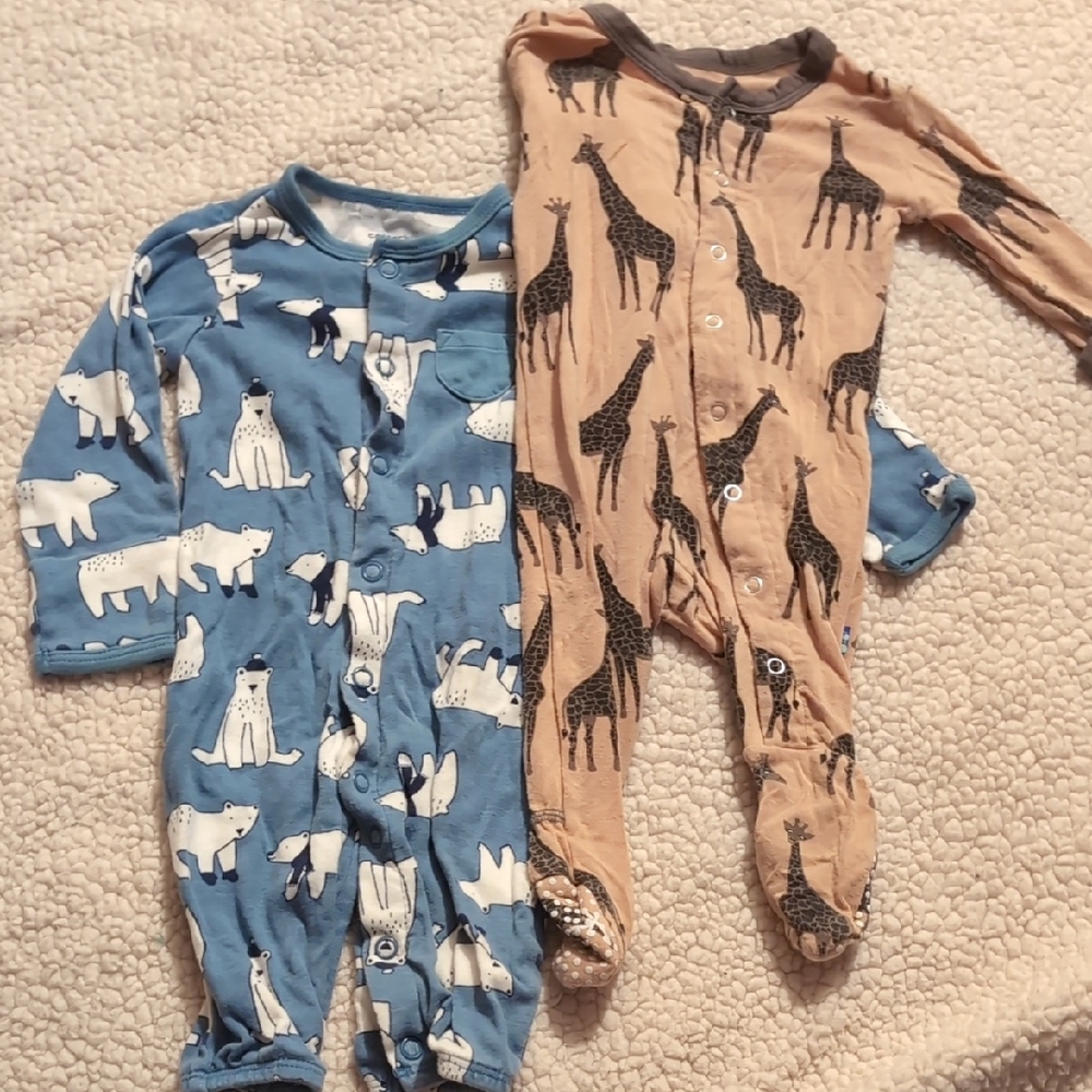 Carter's Blue and Tan Animal Print Footies